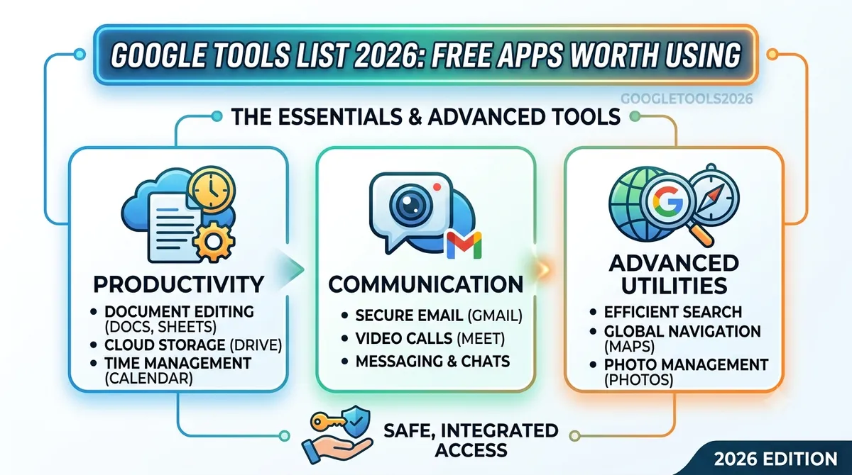 Google Tools List 2026: Free Apps Worth Using Google Tools List 2026: Free Apps Worth Using