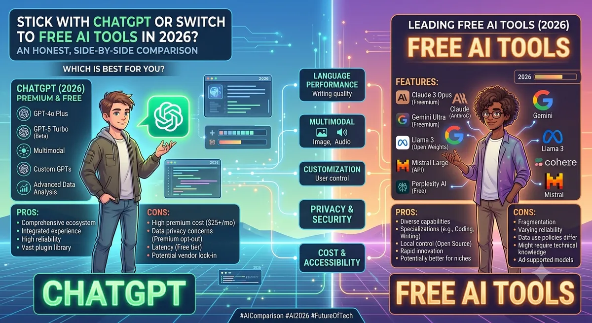 ChatGPT AI vs Free AI Tools: Full 2026 Comparison ChatGPT AI vs Free AI Tools: Full 2026 Comparison